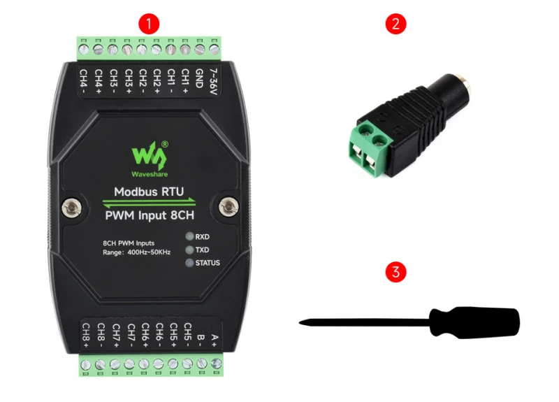 Zawartość zestawu Modbus RTU PWM Input 8CH