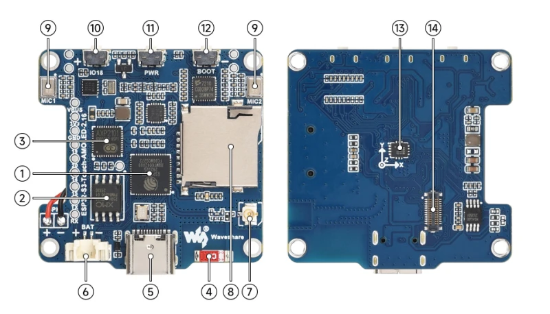 Schemat rozmieszczenia elementów na płytce ESP32-S3