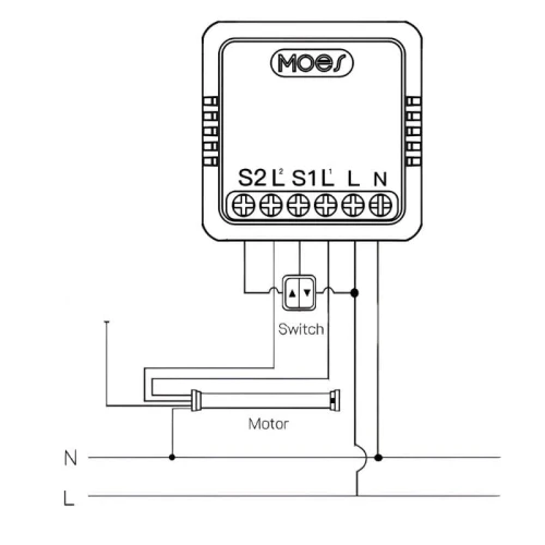 Dopuszkowy sterownik rolet Zigbee 3.0 ZM-108-M MOES Schemat podłączenia