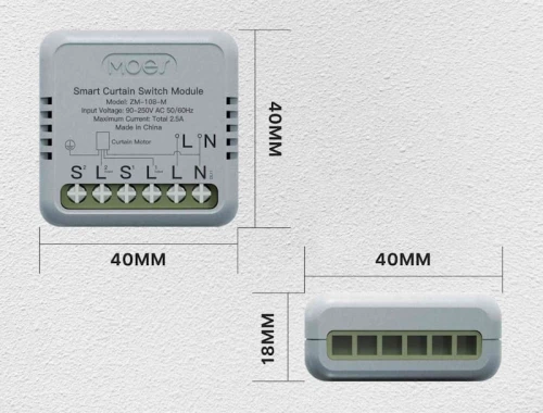 Rollladensteuerung Zigbee 3.0 ZM-108-M MOES Abmessungen