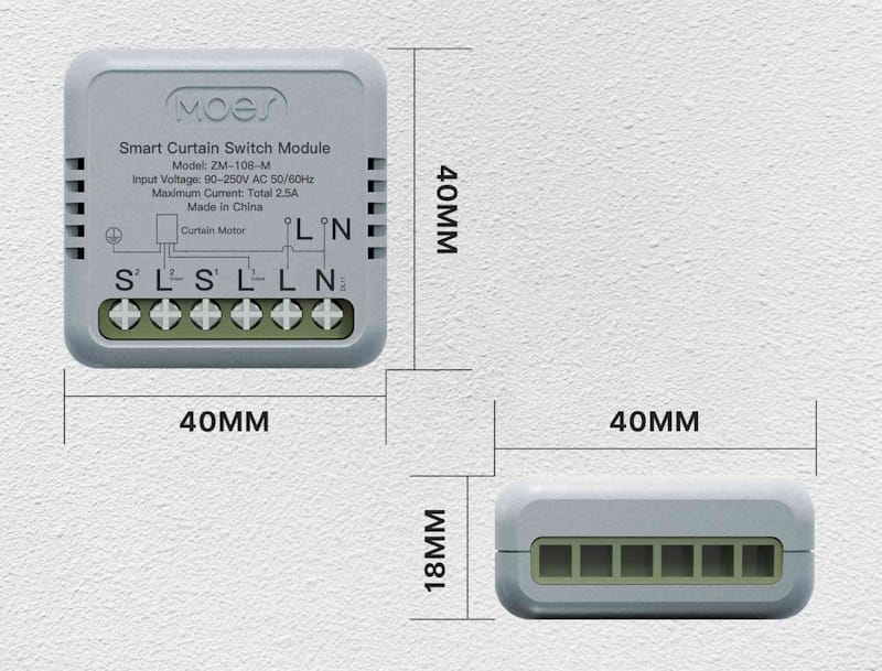 Sterownik rolet Zigbee 3.0 ZM-108-M MOES Wymiary