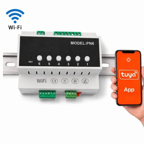 6-Kanal-WLAN-Relaismodul 16A für DIN-Schiene Tuya Smart Life