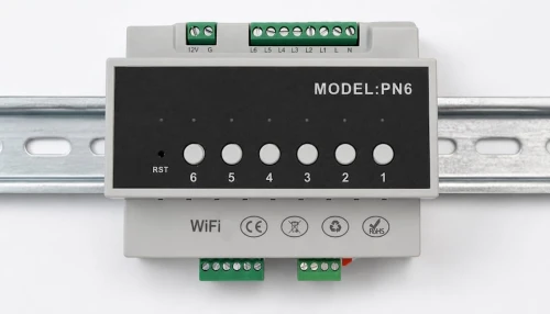 6-kanałowy moduł przekaźników WiFi 16A na szynę DIN Tuya Smart Life