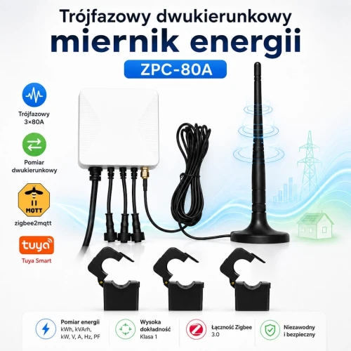 Třífázový obousměrný elektroměr Zigbee 3.0 Tuya TS0601 80A