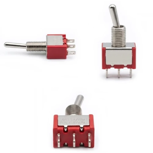 Kippschalter MTS-102 ON-ON SPDT 3 Pins 2 A rot