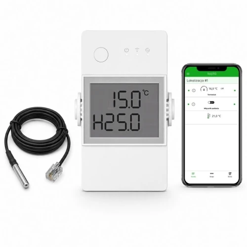 THR316D termostat WiFi z wyświetlaczem LCD i wgranym oprogramowaniem SUPLA zestaw z DS18B20 długość kabla 5m