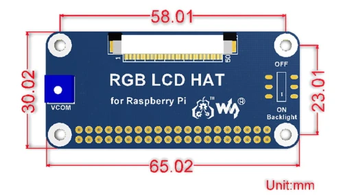 Wyświetlacz 5" 800x480 IPS z interfejsem DPI dla Raspberry Pi