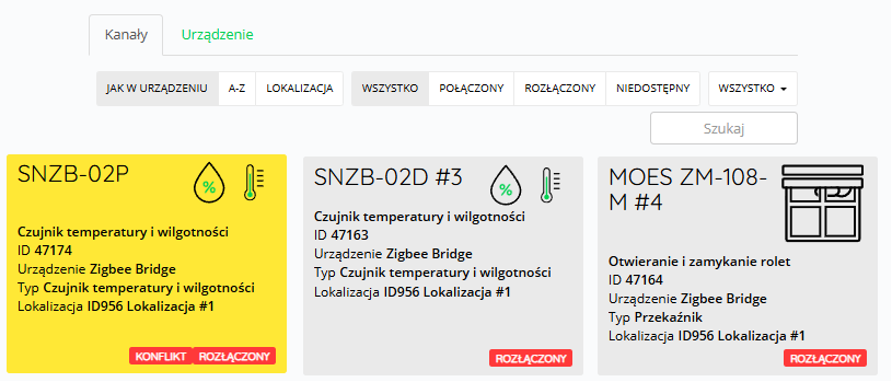 Panel WWW bramki Zigbee dla SUPLA