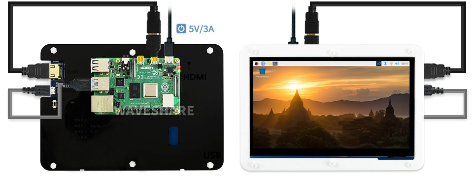 Wyświetlacz LCD 7cal 1024x600 IPS HDMI z panelem dotykowym pojemnościowym