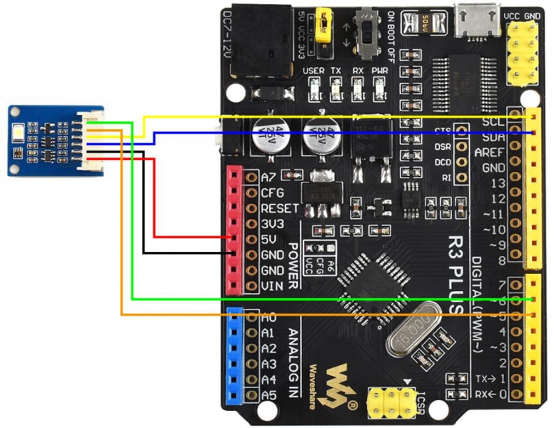 TCS34725 Senzor barev - I2C