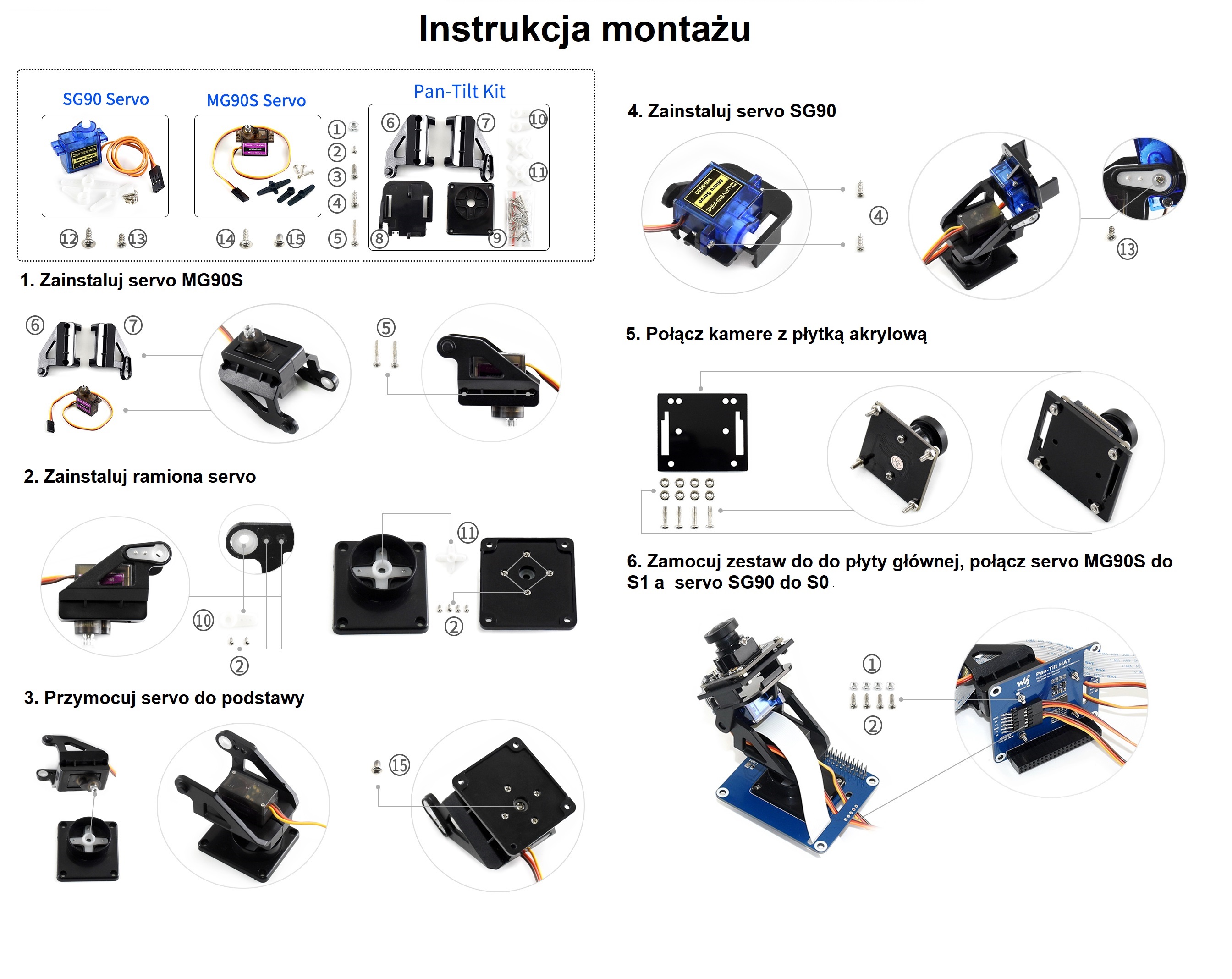 Dvouosý servo modul pro otáčení a naklápění pro Raspberry Pi