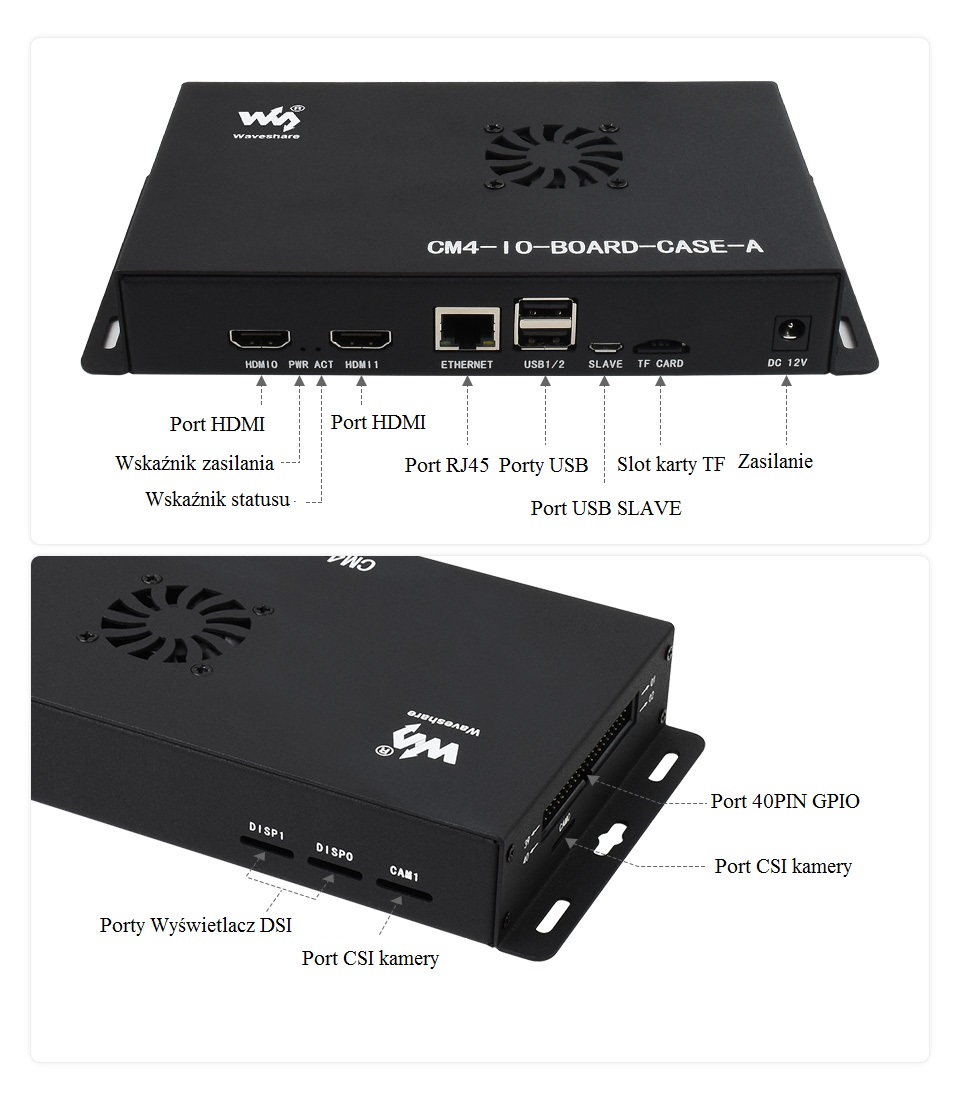 Metalowa obudowa przeznaczona do płytki bazowej Raspberry Pi CM4