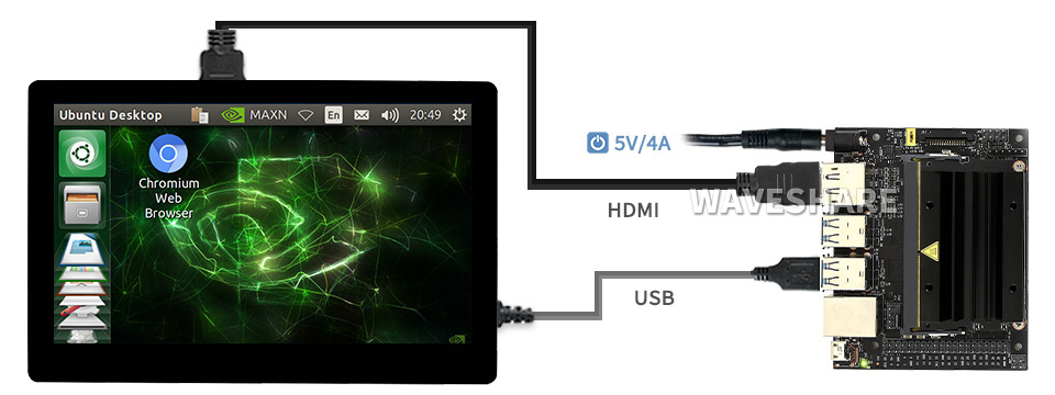 5palcový kapacitní dotykový displej AMOLED, 960 × 544, HDMI, plně laminovaný kryt z tvrzeného skla