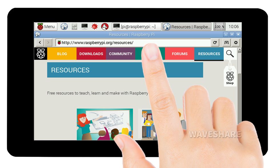 7-calowy pojemnościowy wyświetlacz dotykowy dla Raspberry Pi, interfejs DSI, 800×480