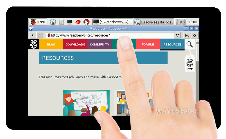 7-calowy pojemnościowy wyświetlacz dotykowy dla Raspberry Pi, interfejs DSI, 800×480