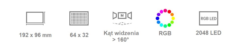 Barevný maticový panel LED RGB 64×32, nastavitelný jas