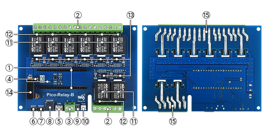 Moduł przekaźnikowy 8-kanałowy dla Raspberry Pi Pico