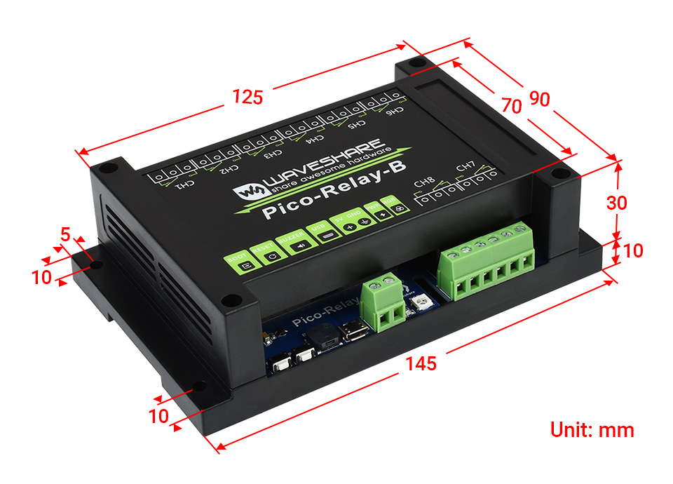 Moduł przekaźnikowy 8-kanałowy dla Raspberry Pi Pico