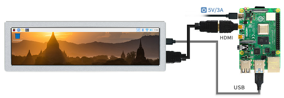 Monitor boczny IPS 8,8 cala o rozdzielczości 480×1920, HDMI z głośnikami HiFi