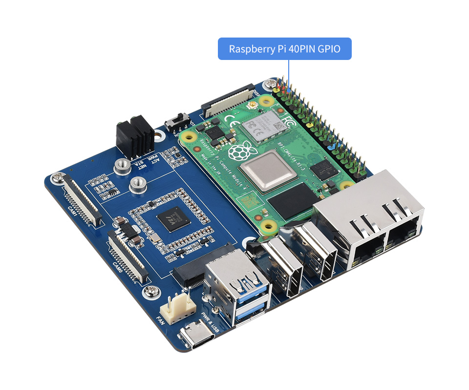 Dual Gigabit Ethernet 5G/4G Base Board je základní deska určená pro moduly Raspberry Pi CM4