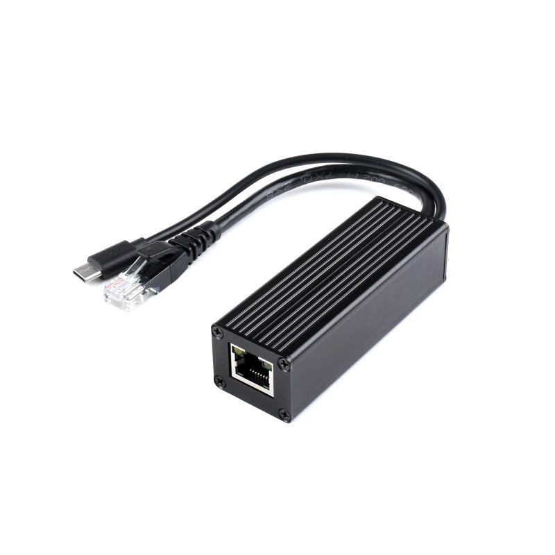 Przemysłowy gigabitowy rozdzielacz PoE, metalowa obudowa, wyjście 5V 2,5A typu C
