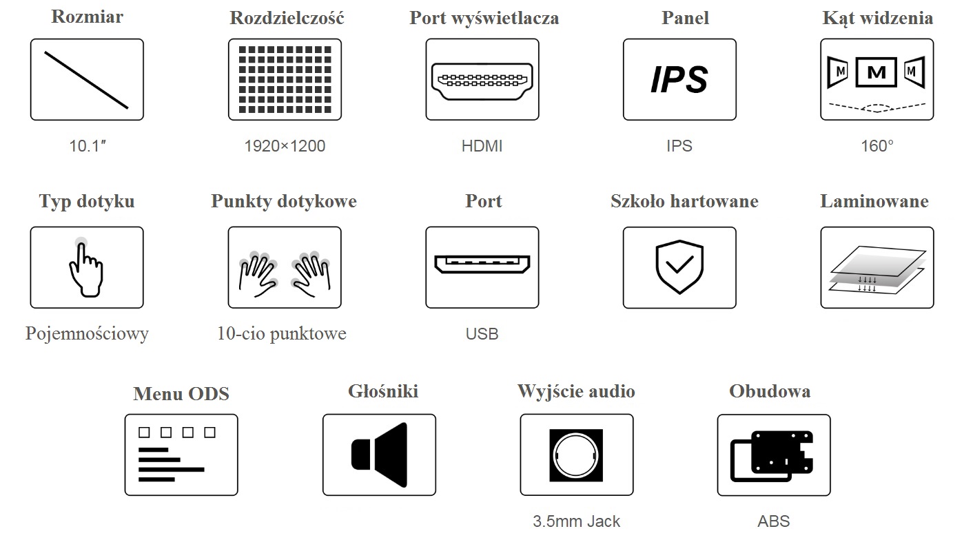 10,1palcový displej QLED Quantum Dot, kapacitní dotykový, 1280×720