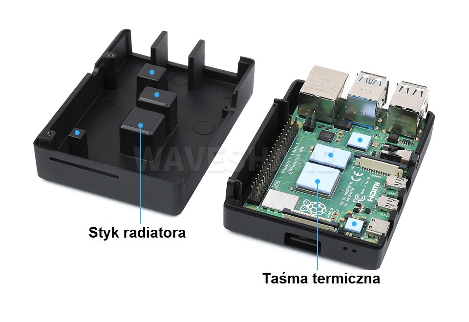 Aluminiowa obudowa radiator do Raspberry Pi 4