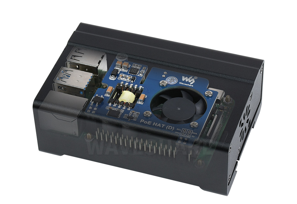 Aluminiowa obudowa z wentylatorem do Raspberry Pi 4 na szyne DIN