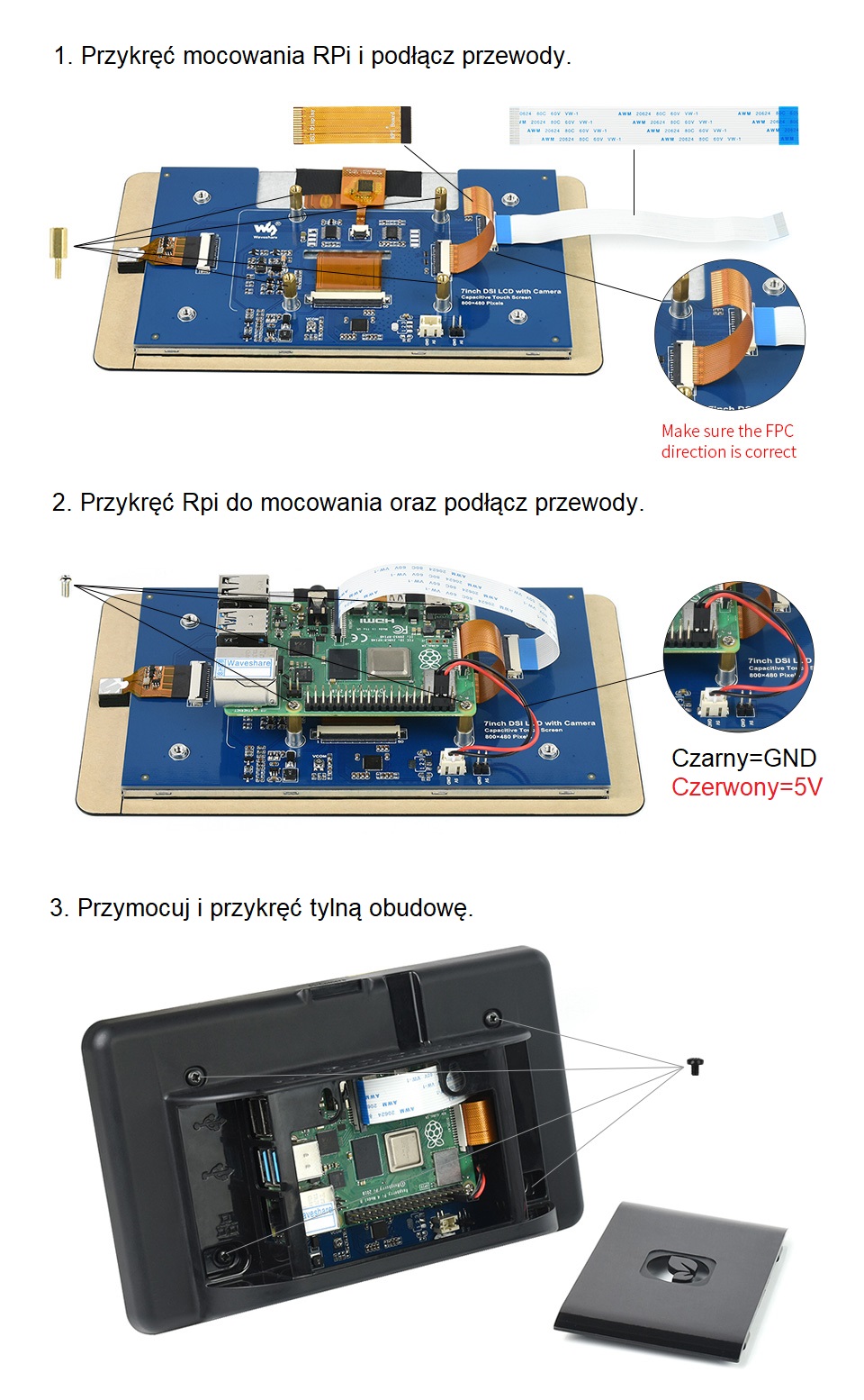 7palcový kapacitní dotykový displej pro Raspberry Pi,DSI, 800×480 s vestavěnou 5MP kamerou