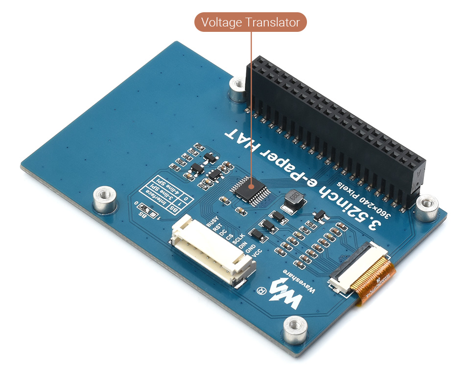 3,52palcový 360x240px SPI černobílý E-paper displej pro Raspberry Pi