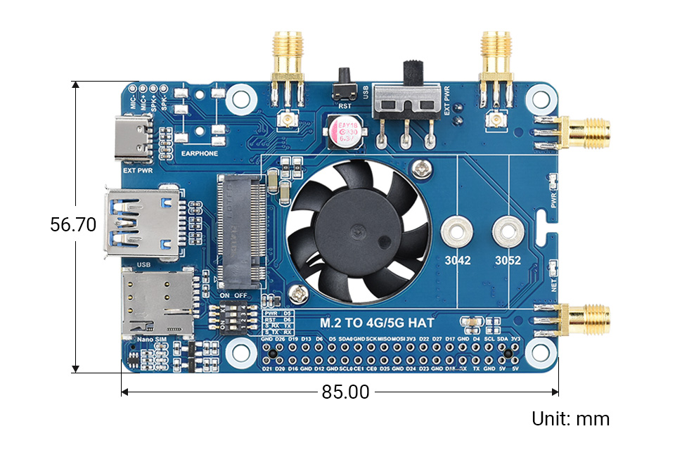 Moduł 3G/4G/5G RM502Q-AE z obudową, obsługa GPS, Glonass, Galileo dla Raspberry Pi 