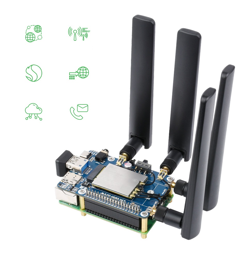 Moduł 4G/5G SIM8262E-M2 z obudową, obsługa GPS, Glonass, Galileo dla Raspberry Pi 