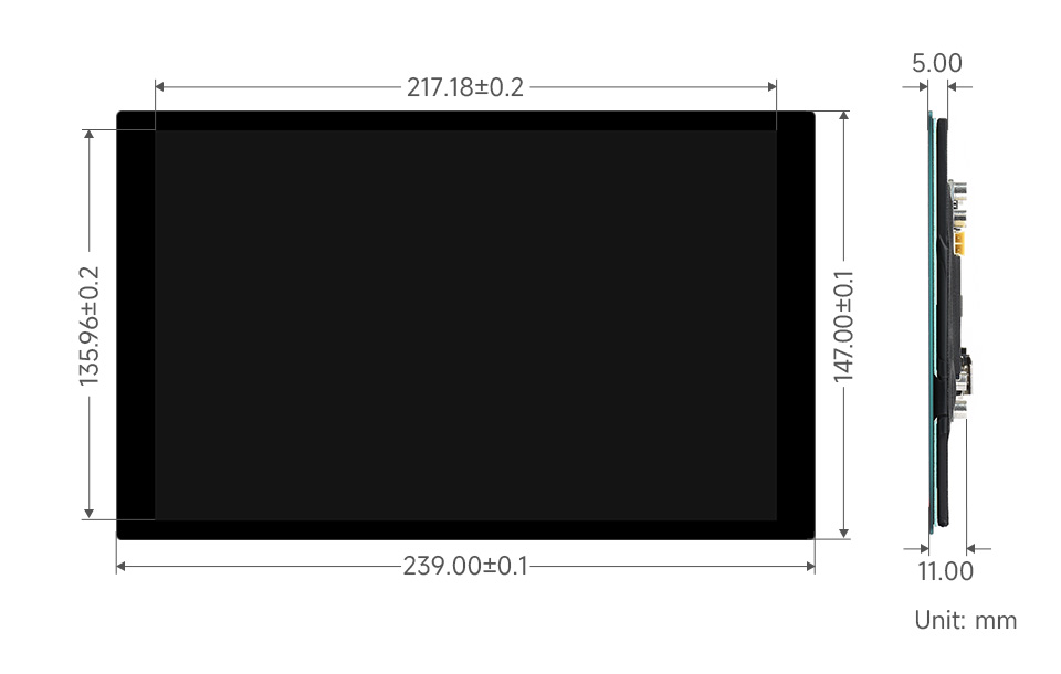 Pojemnościowy 10,1-calowy wyświetlacz 1280 x 800 z interfejsem HDMI i ekranem IPS dla Raspberry Pi, PC, JetSon