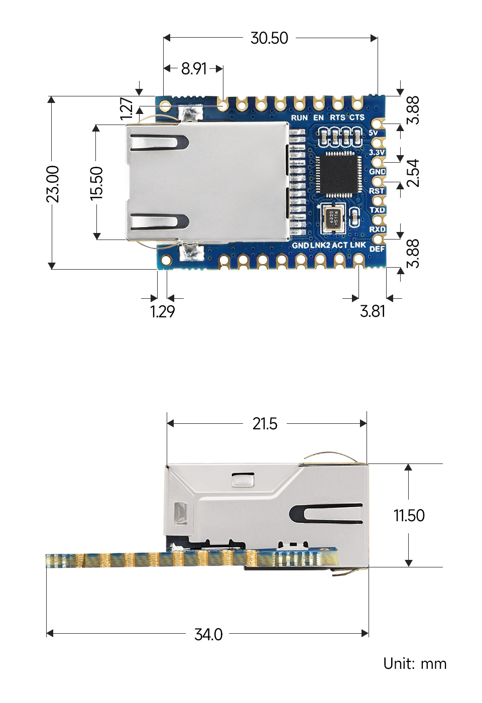 TTL UART zu Ethernet Konvertermodul