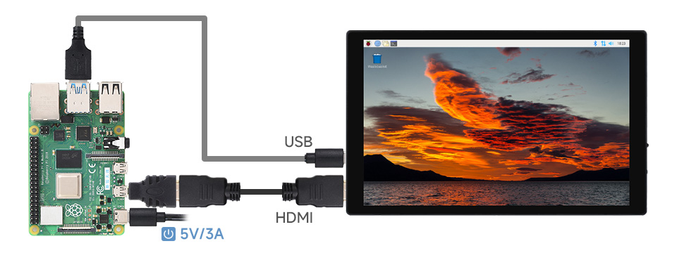 Kapazitiver 8-Zoll-1280 x 800 8HP-CAPLCD-Touchscreen für Raspberry Pi, PC, Jatson, Smartphone