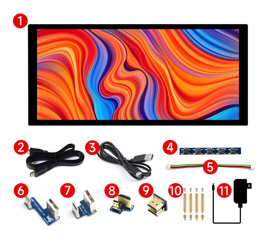 10,4-Zoll-1600-x-720-HP-CAPQLED-kapazitiver Bildschirm für Raspberry Pi, PC, Jatson