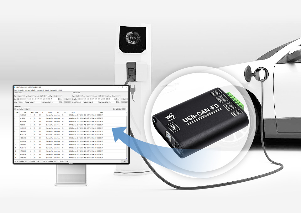 Przemysłowy adapter dwukanałowy USB-CAN FD - interfejs i analizator danych