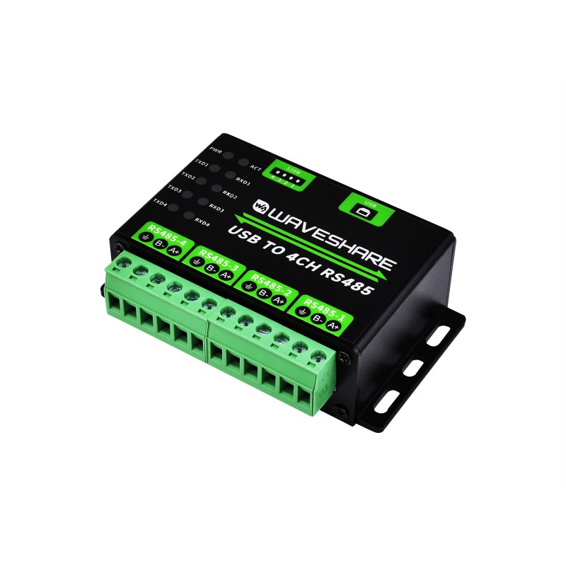 Przemysłowy czterokanałowy konwenter USB na RS485 w metalowej obudowie