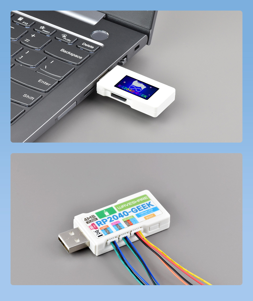 Płyta rozwojowa RP2040-GEEK USB-A z 1.14cal wyświetlaczem 65K kolorów