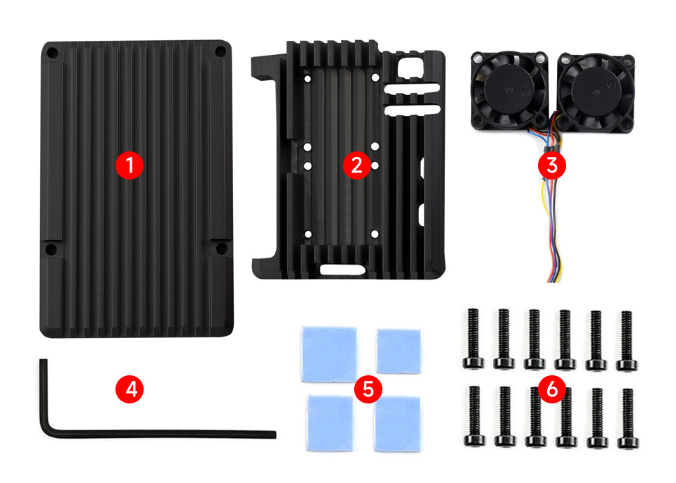 Obudowa z aluminium dla Raspberry Pi 5 z dwoma wentylatorami chłodzącymi