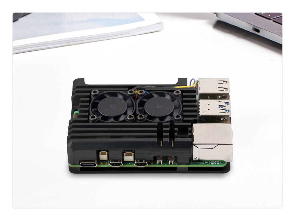 Obudowa z aluminium dla Raspberry Pi 5 z dwoma wentylatorami chłodzącymi