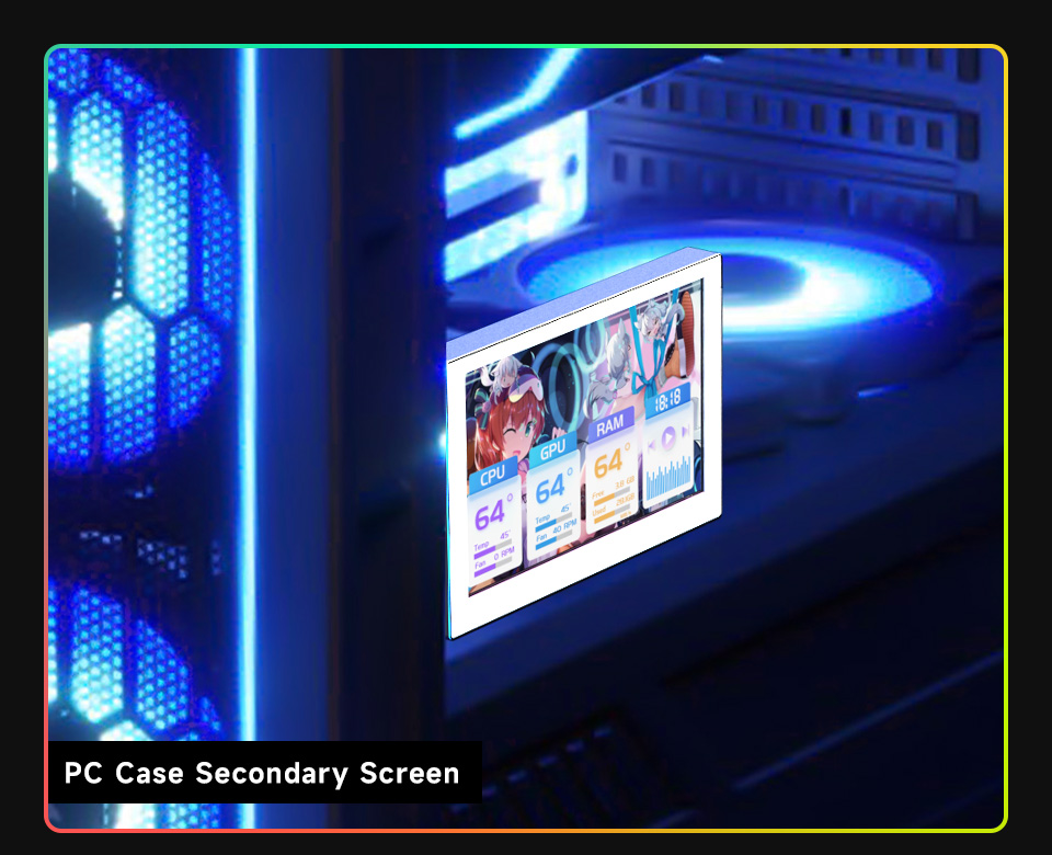 7-calowy monitor USB, dodatkowy ekran do obudowy PC Panel IPS 1024×600