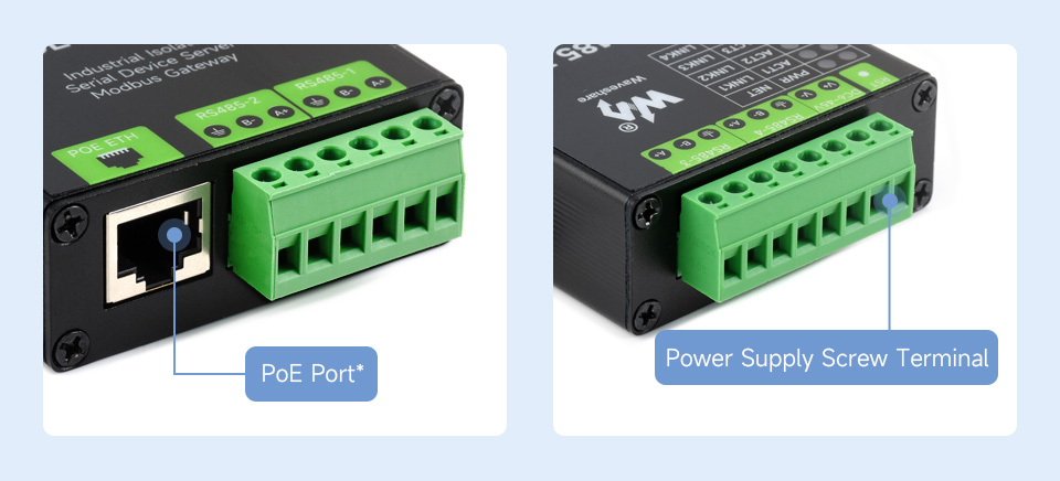 Advanced IoT Gateway and Data Acquirer Converting Four RS485 Channels to ETH with PoE Support