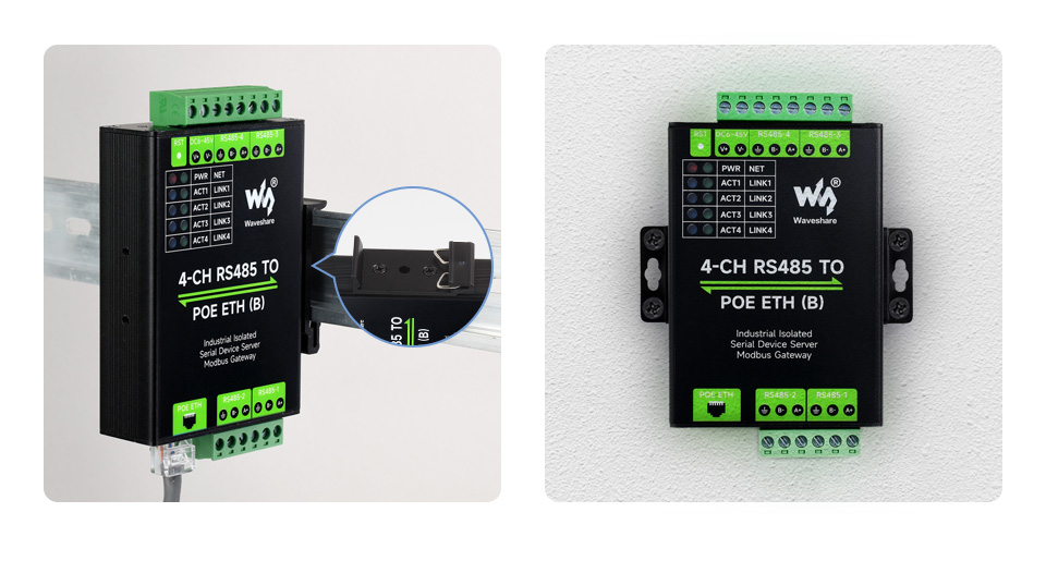 Advanced IoT Gateway and Data Acquirer Converting Four RS485 Channels to ETH with PoE Support