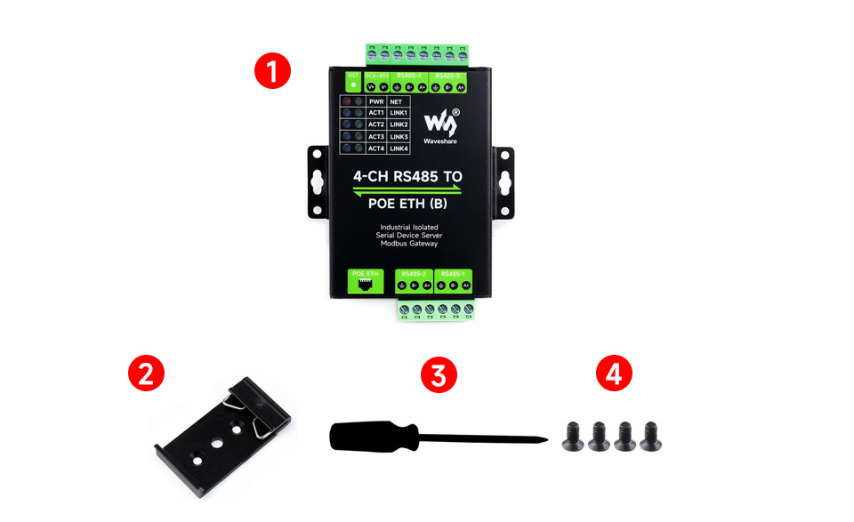 Advanced IoT Gateway and Data Acquirer Converting Four RS485 Channels to ETH with PoE Support