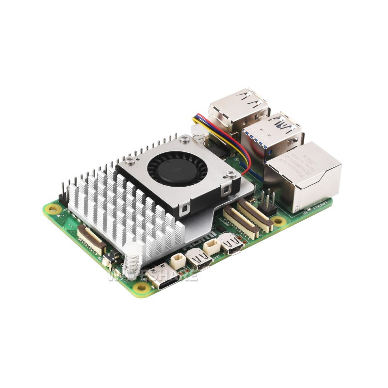 Radiator z aluminium z wentylatorem dedykowany dla Raspberry Pi 5