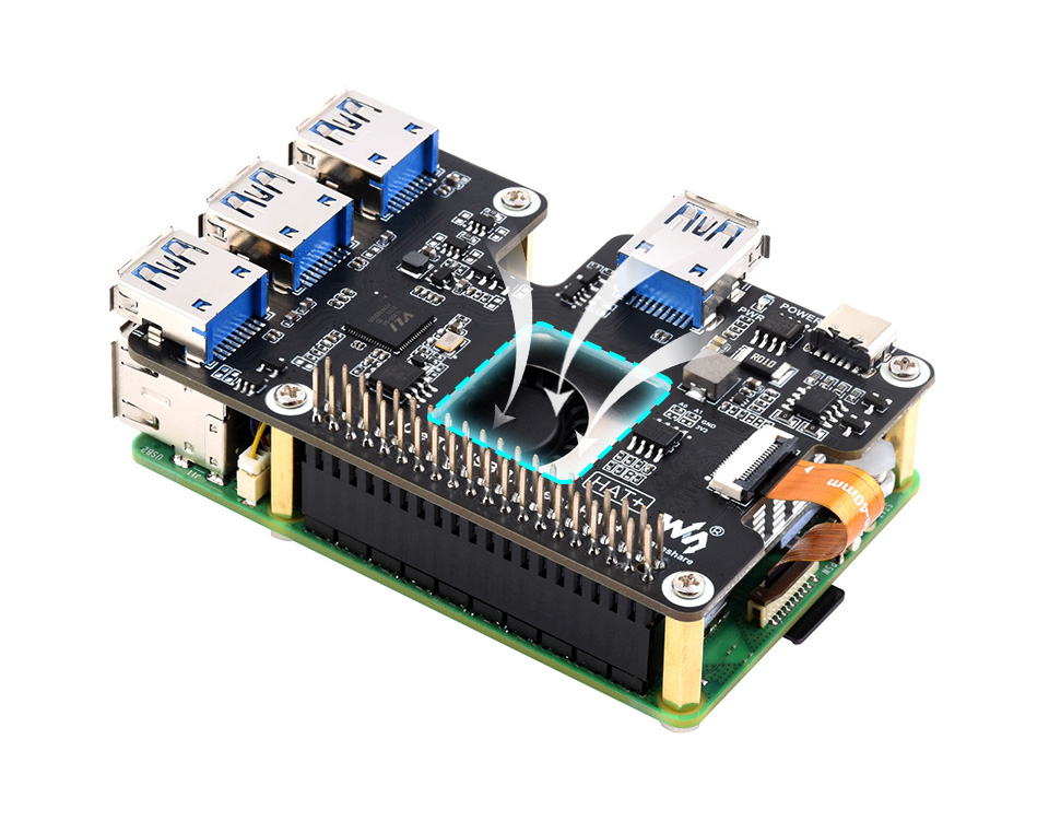 Rozszerzenie PCIIe USB 3.2 dla Raspberry Pi 5, HUB PCIe na 4 x USB