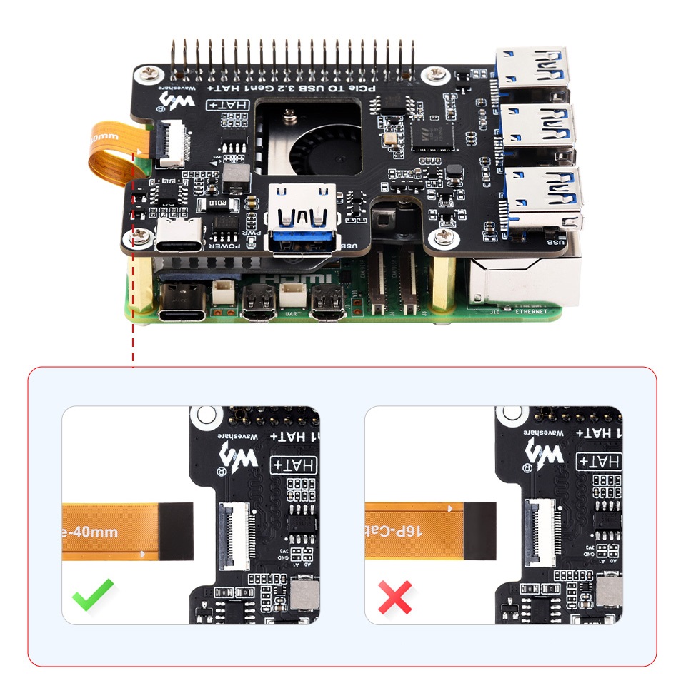Rozszerzenie PCIIe USB 3.2 dla Raspberry Pi 5, HUB PCIe na 4 x USB