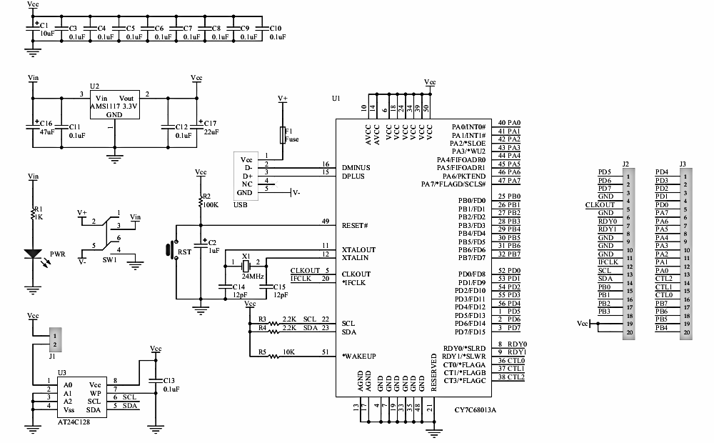 Mikrorokontroler CY7C68013A-56PVXC płytka rozwojowa