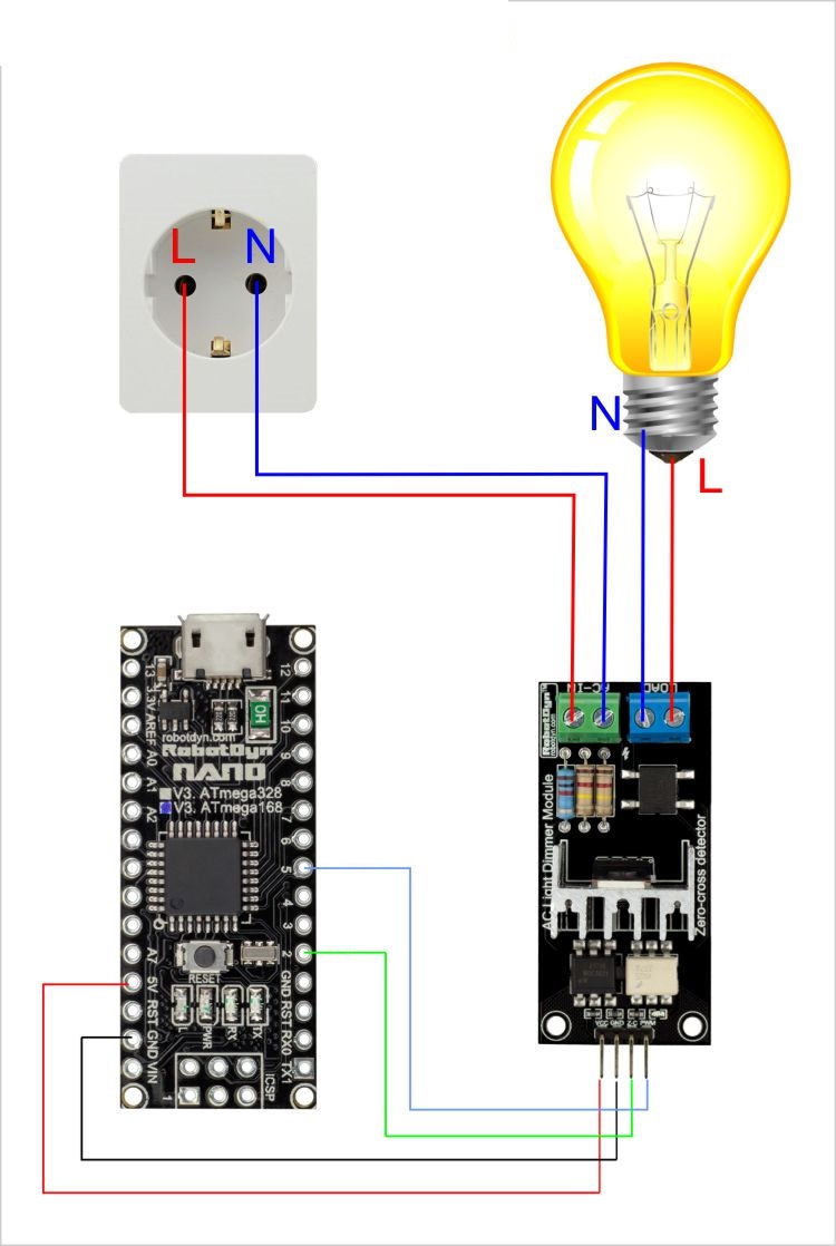 Stmívací modul AC pro PWM regulátor 1 kanál 3,3V / 5V Logic AC 50Hz 60Hz 220V 110V RobotDyn
